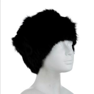 Rabbit fur black hat NWT